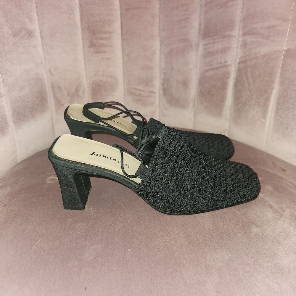 Jasmin East Shoes Womens 7M Black Teri Block Heels Party Vacation Cruise